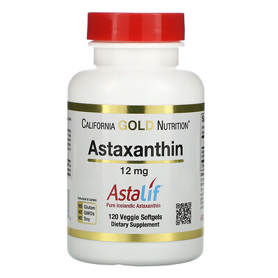 California Gold Nutrition Астаксантин, чистый исландский AstaLif, 12 мг, 120 растительных мягких таблеток