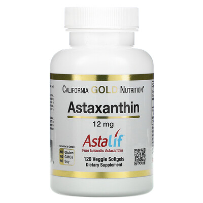 

California Gold Nutrition AstaLif, чистый исландский астаксантин, 12 мг, 120 растительных мягких таблеток