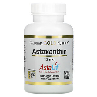 California Gold Nutrition, Astaxantina, AstaLif Pure Icelandic, 12 mg, 120 cápsulas blandas vegetales
