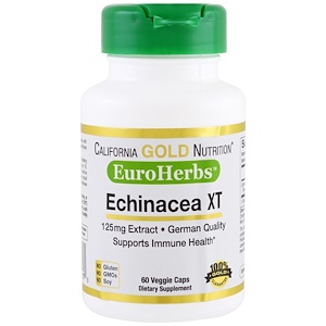 Экстракт эхинацеи, EuroHerbs, 125 мг, 60 растительных капсул отзывы, применение, состав, цена, купить