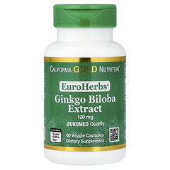 EuroHerbs™, екстракт гінкго білоба, якість Euromed, 120 мг, 60 рослинних капсул