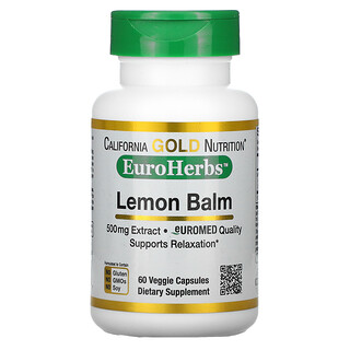 California Gold Nutrition, 레몬 밤 추출물, 500 mg, 베지 캡슐 60정