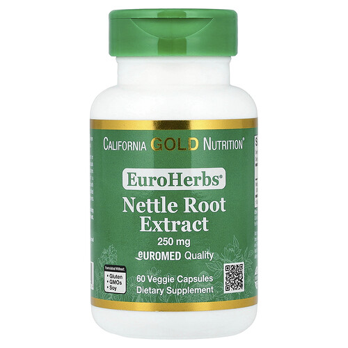 California Gold Nutrition, EuroHerbs®, Nettle Root Extract, Euromed Quality, 250 mg, 60 Veggie Capsules