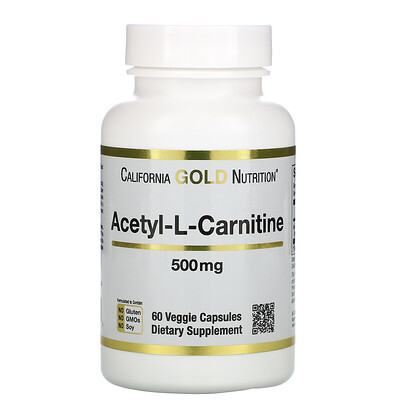 California Gold Nutrition ацетил-L-карнитин, 500 мг, 60 растительных капсул
