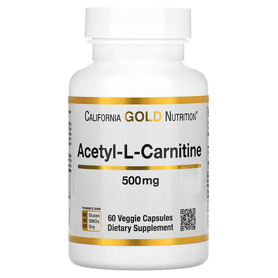 California Gold Nutrition ацетил-L-карнитин 500 мг 60 растительных капсул