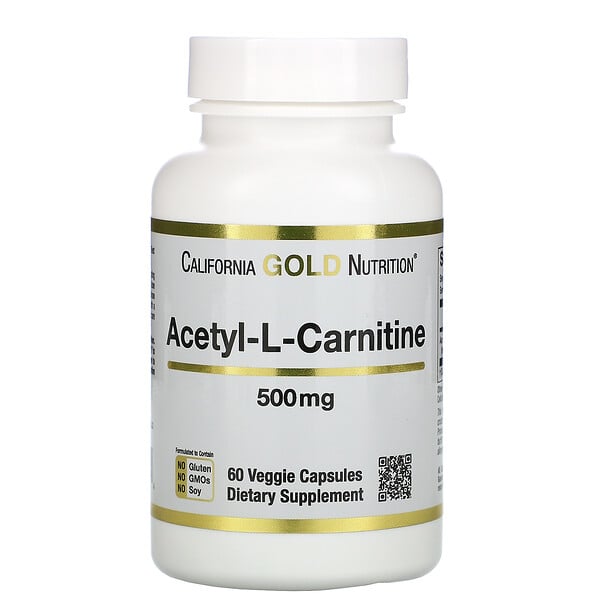 California Gold Nutrition, ацетил-L-карнитин, 500 мг, 60 растительных капсул