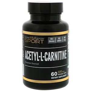 California Gold Nutrition, Спорт, ацетил-L-карнитин, 500 мг, 60 вегетарианских капсул