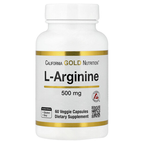 California Gold Nutrition L-Arginine, 500 mg , 60 Veggie Capsules