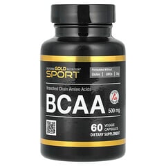 Sport, BCAA, амінокислоти з розгалуженими ланцюгами AjiPure® у співвідношенні 2:1:1 з L-лейцином, L-ізолейцином і L-валіном, 500 мг, 60 рослинних капсул