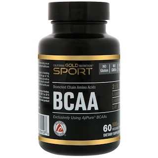 California Gold Nutrition, BCAA, AjiPure, Branched Chain Amino Acids, Gluten Free, 500 mg, 60 Veggie Caps
