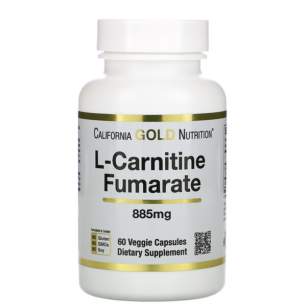 Fumarato de L-carnitina, De origen europeo, Alfasigma, 885 mg, 60 cápsulas vegetales