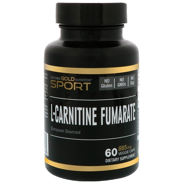California Gold Nutrition, L-карнитин фумарат, европейский источник, альфасигма, 885 мг, 60 вегетарианских капсул