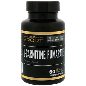 Купить California Gold Nutrition, Спорт, L-Carnitine Fumarate, 885 мг, 60 вегетарианских капсул  на IHerb