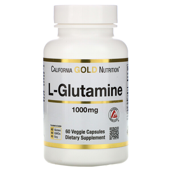 California Gold Nutrition, SPORT, L-глютамин, 1000 мг, 60 растительных капсул