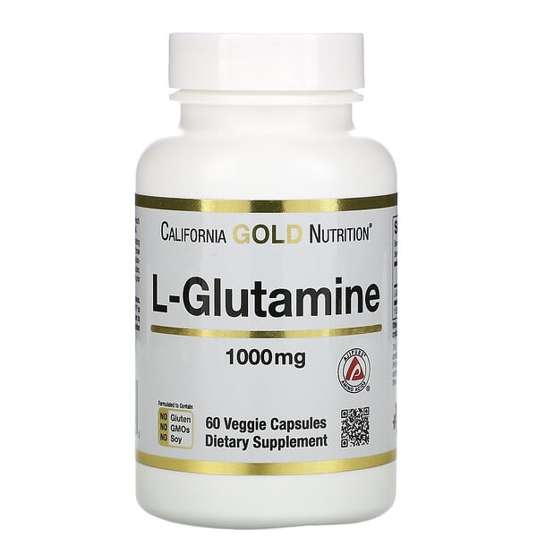 California Gold Nutrition, SPORT, L-глютамин, 1000 мг, 60 растительных капсул