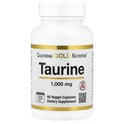 California Gold Nutrition Gold California Nutrition, Taurine, 1,000 Mg, 60 Veggie Capsules