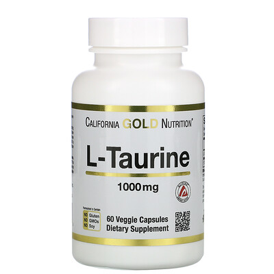 California Gold Nutrition L-таурин, AjiPure, 1000 мг, 60 растительных капсул
