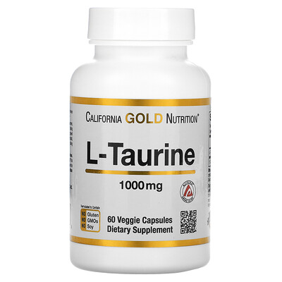 

California Gold Nutrition L-таурин, AjiPure, 1000 мг, 60 растительных капсул