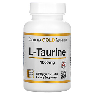 California Gold Nutrition, L-Taurina, 1.000 mg, 60 Cápsulas Vegetais