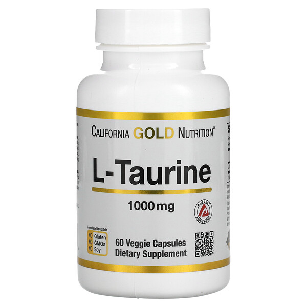 California Gold Nutrition‏, L-טאורין, AjiPure‏, 1,000 מ"ג, 60 כמוסות צמחיות