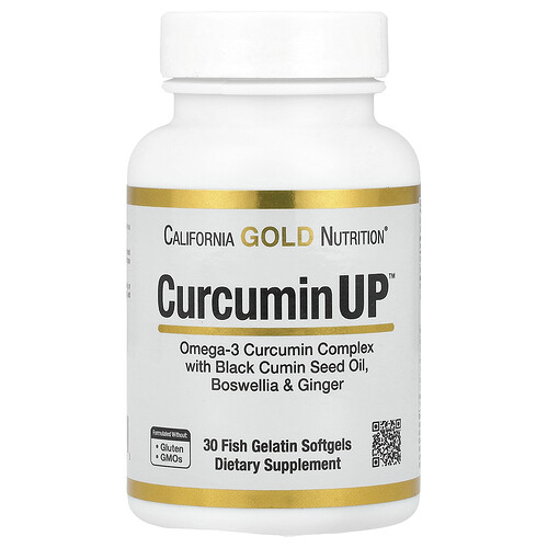 California Gold Nutrition CurcuminUP™ オメガ3クルクミンコンプレックス ブラッククミンシードオイル ボスウェリア ジンジャー フィッシュゼラチンソフトジェル30粒
