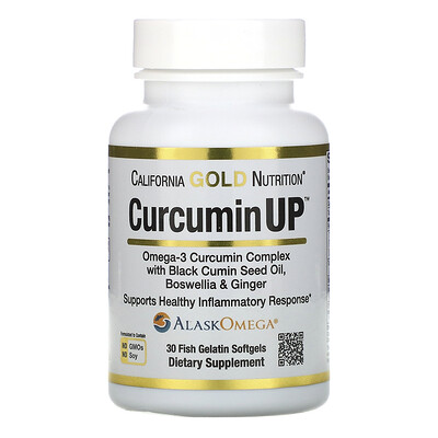 California Gold Nutrition CurcuminUP, комплекс куркумина и омега-3, поддержка при воспалениях, 30 рыбно-желатиновых капсул
