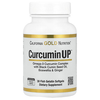 California Gold Nutrition, CurcuminUP™, avec complexe de curcumine et oméga-3, Huile de graine de nigelle, boswellie et gingembre, 30 capsules à enveloppe molle à base de gélatine de poisson