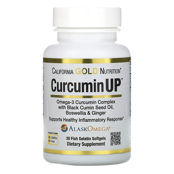 California Gold Nutrition, CurcuminUP, комплекс куркумина и омега-3, поддержка при воспалениях, 30 рыбно-желатиновых капсул