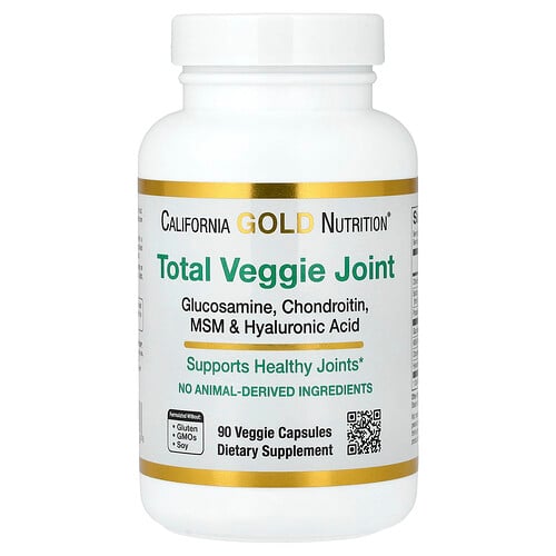 California Gold Nutrition トータル ベジ ジョイント サポート フォーミュラ グルコサミン、コンドロイチン、MSM、ヒアルロン酸配合 ベジカプセル90粒
