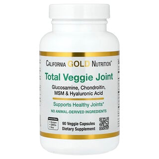 California Gold Nutrition, Total Veggie Joint Support Formula, z glukozaminą, chondroityną, MSM i kwasem hialuronowym, 90 kapsułek roślinnych