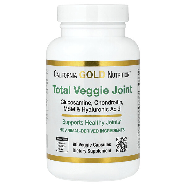 California Gold Nutrition Total Veggie Joint Support Formula with Glucosamine, Chondroitin, MSM, and Hyaluronic Acid, 90 Veggie Capsules