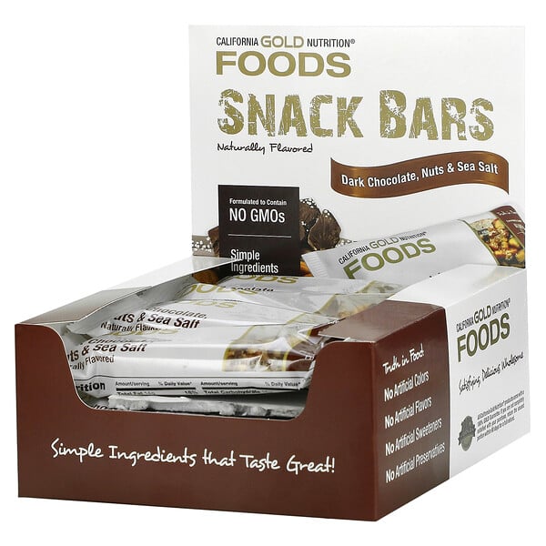 CGN, Foods, 다크 초콜릿 견과류 및 바다 소금 스낵바, 12 개입, 각 1.4 oz(40 g)