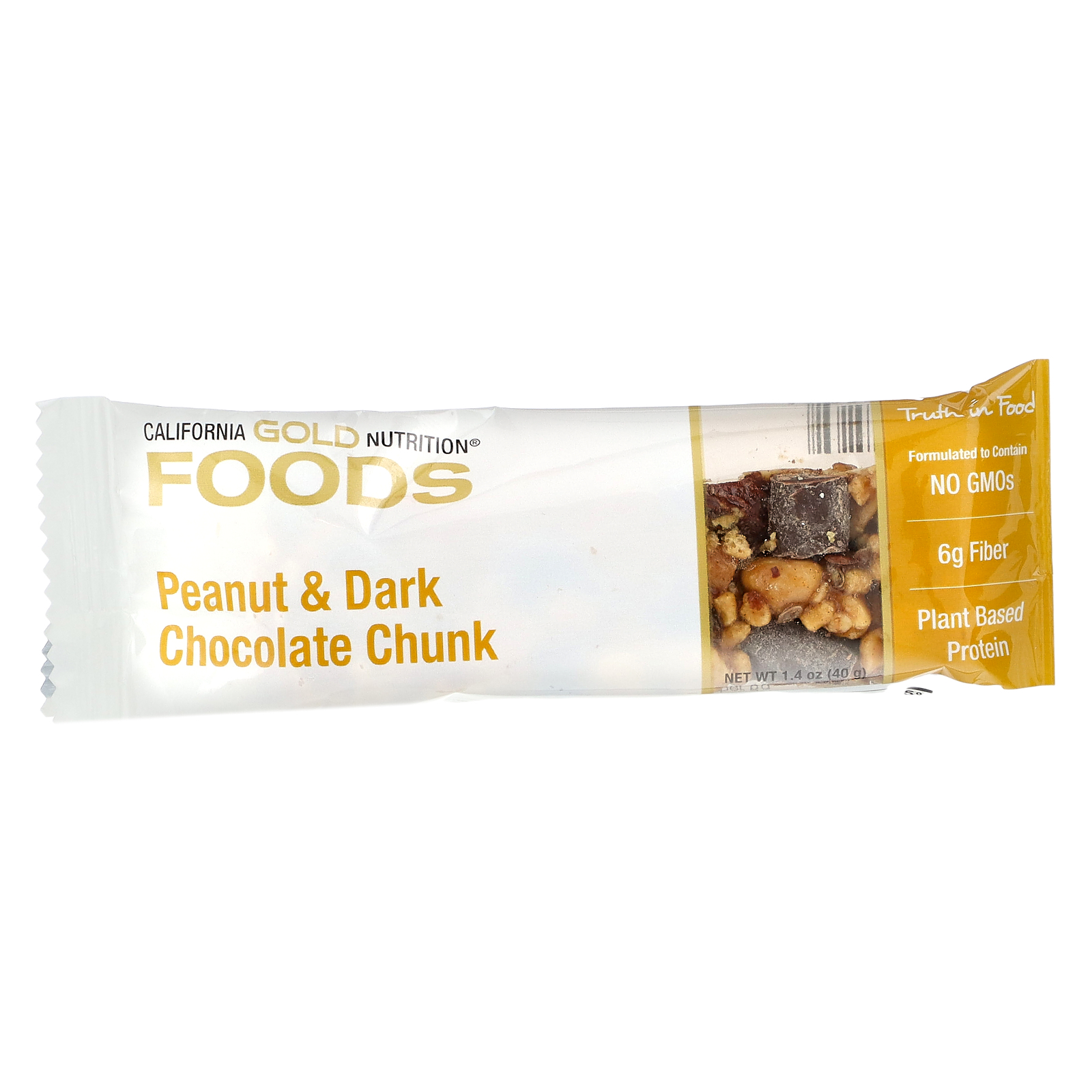 California Gold Nutrition, Gold Bar, Peanut Dark Chocolate Chunk, 1.4