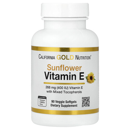 California Gold Nutrition サンフラワービタミンE ミックストコフェロール 400IU ベジソフトジェル90粒