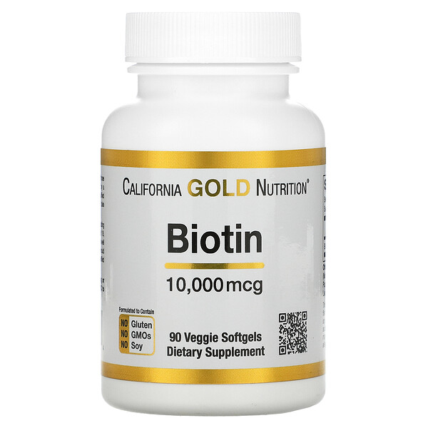 California Gold Nutrition, Biotin, 10.000 mcg, 90 pflanzliche Weichkapseln