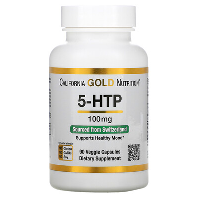 

California Gold Nutrition 5-HTP Mood Support Griffonia Simplicifolia Extract from Switzerland 100 mg 90 Veggie Capsules