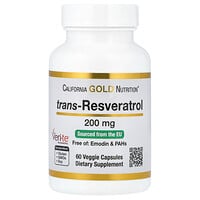 California Gold Nutrition (캘리포니아골드뉴트리션), 트랜스-레스베라트롤, 200mg, 베지 캡슐 60정