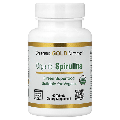 California Gold Nutrition Organic Spirulina, 60 Tablets (500 mg per Tablet)