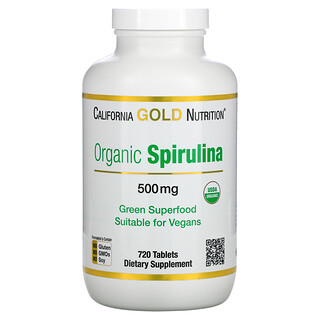 California Gold Nutrition, Espirulina Orgânica, Certificado USDA Organic, 500 mg, 720 Comprimidos