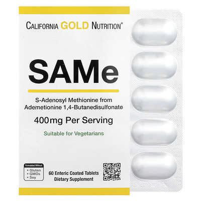 Photos - Vitamins & Minerals California Gold Nutrition, SAMe, Butanedisulfonate, 400 mg, 60 Enteric Coated Tablets CGN-01177