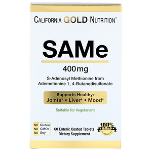 Отзывы о California Gold Nutrition, SAMe, Preferred Form Butanedisulfonate, 400 mg, 60 Enteric Coated Tablets