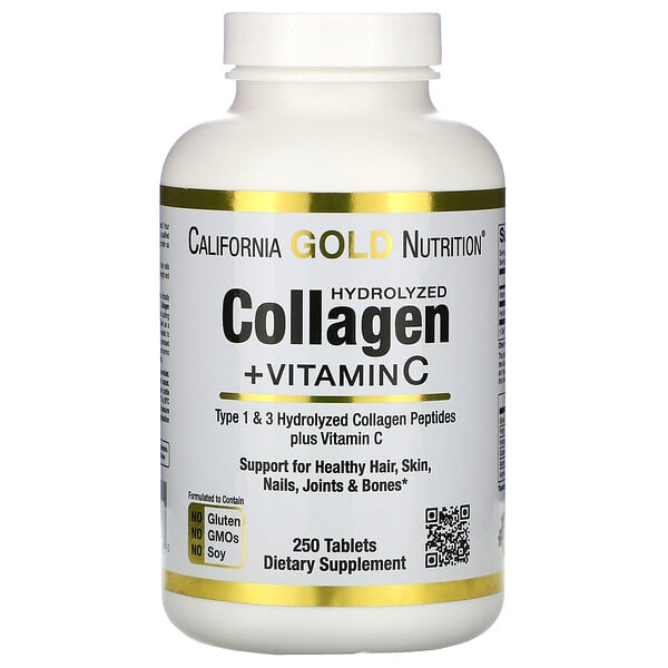 California Gold Nutrition, Hydrolysierte Kollagen-Peptide + Vitamin C, Typ 1 und 3, 250 Tabletten