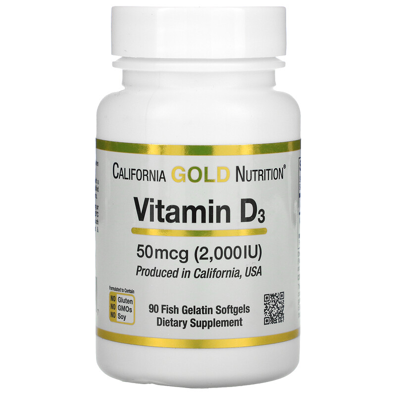 California Gold Nutrition, Vitamin D3, 50 mcg (2,000 IU), 90 Fish