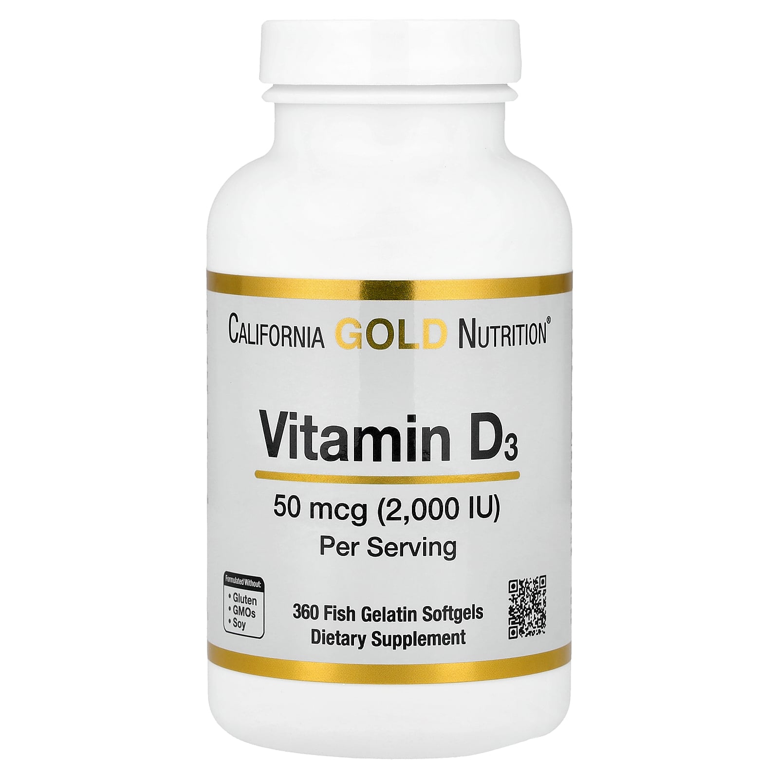 California Gold Nutrition (캘리포니아골드뉴트리션), 비타민D3, 50mcg(2,000IU), 피쉬 젤라틴 소프트젤 360정