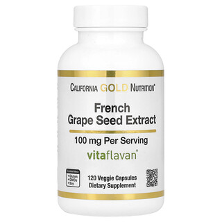 California Gold Nutrition, Frans druivenpitextract, Vitaflavan®, 100 mg, 120 vegetarische capsules