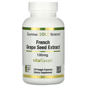 Отзывы о California Gold Nutrition, French Grape Seed Extract, VitaFlavan, Antioxidant Polyphenol, 100 mg, 120 Veggie Caps