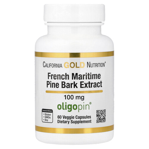 California Gold Nutrition, Extracto de corteza de pino marítimo francés, Oligopin®, 100 mg, 60 cápsulas vegetales