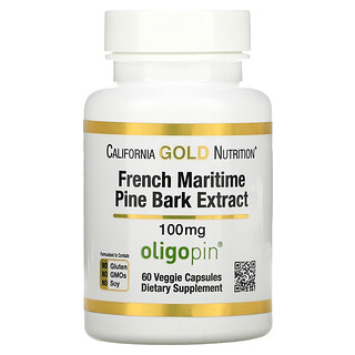 California Gold Nutrition, フランス海岸松樹皮エキス、Oligopin（オリゴピン）、100mg、ベジカプセル60粒