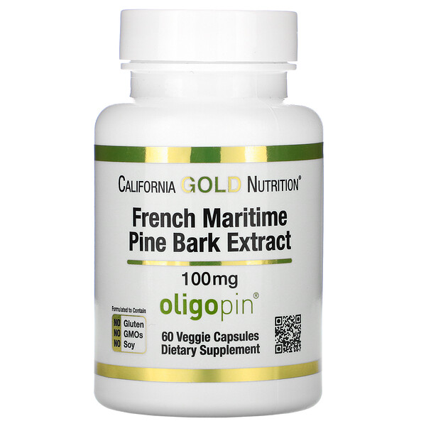 California Gold Nutrition, French Martitime Pine Bark Extract, Seekiefernrindenextrakt, Oligopin, 100 mg, 60 pflanzliche Kapseln