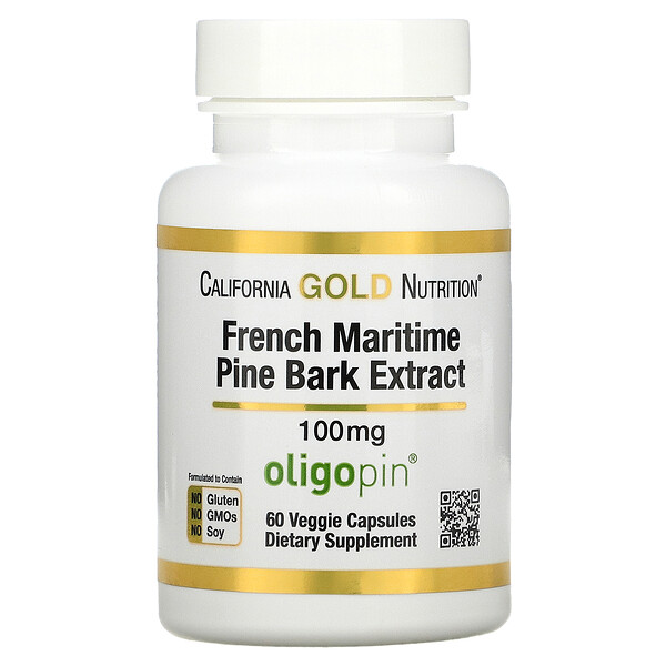 Extracto de corteza de pino marítimo francés, Oligopin, 100 mg, 60 cápsulas vegetales